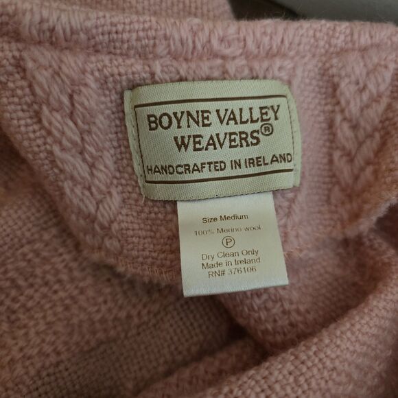 Boyne Valley Weavers Cardigan Wool Sweater Handmade Ireland Medium Full Zip Pink - Picture 8 of 9